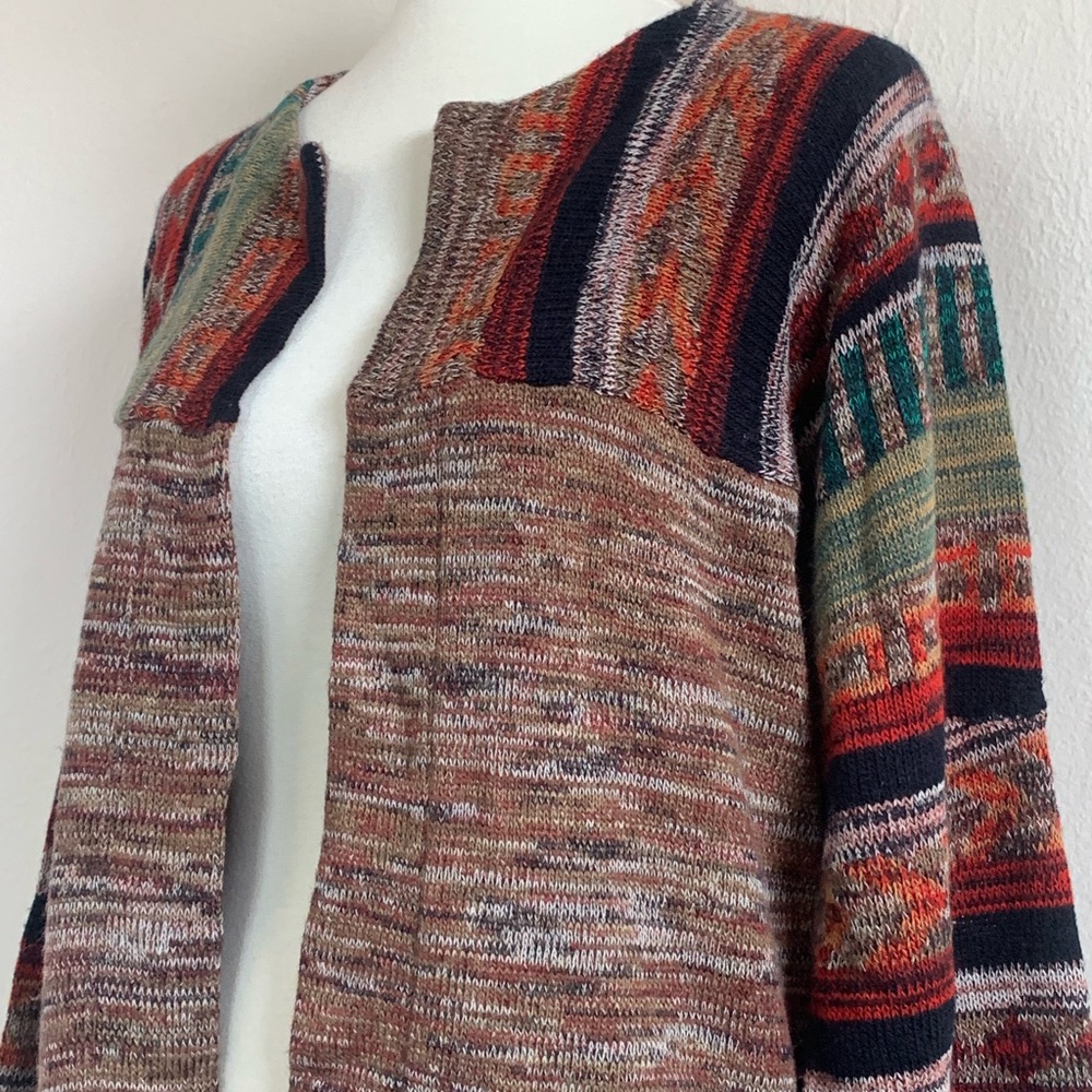 Vintage Sundowner Size L Sweater Open Cardigan 70's Wide Sleeves Southwest Boho